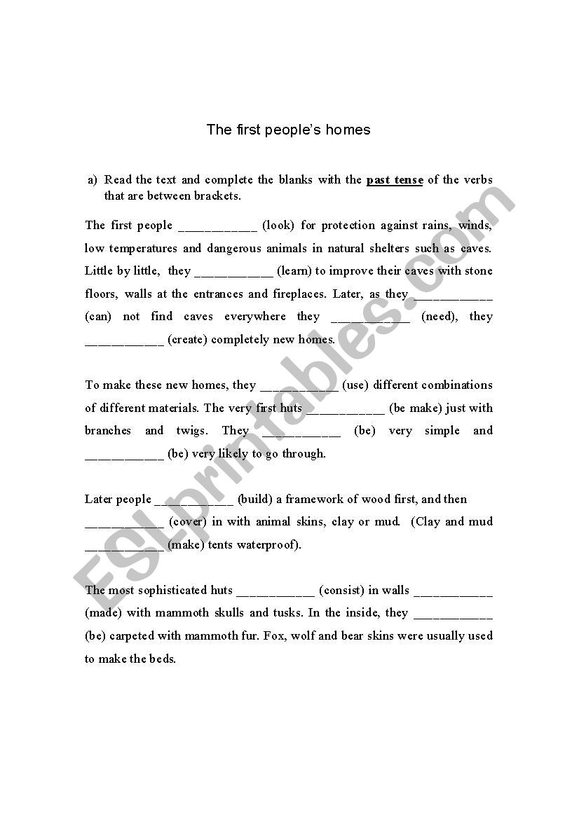 First peoples homes worksheet