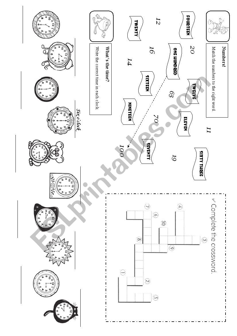 Numbers and time worksheet