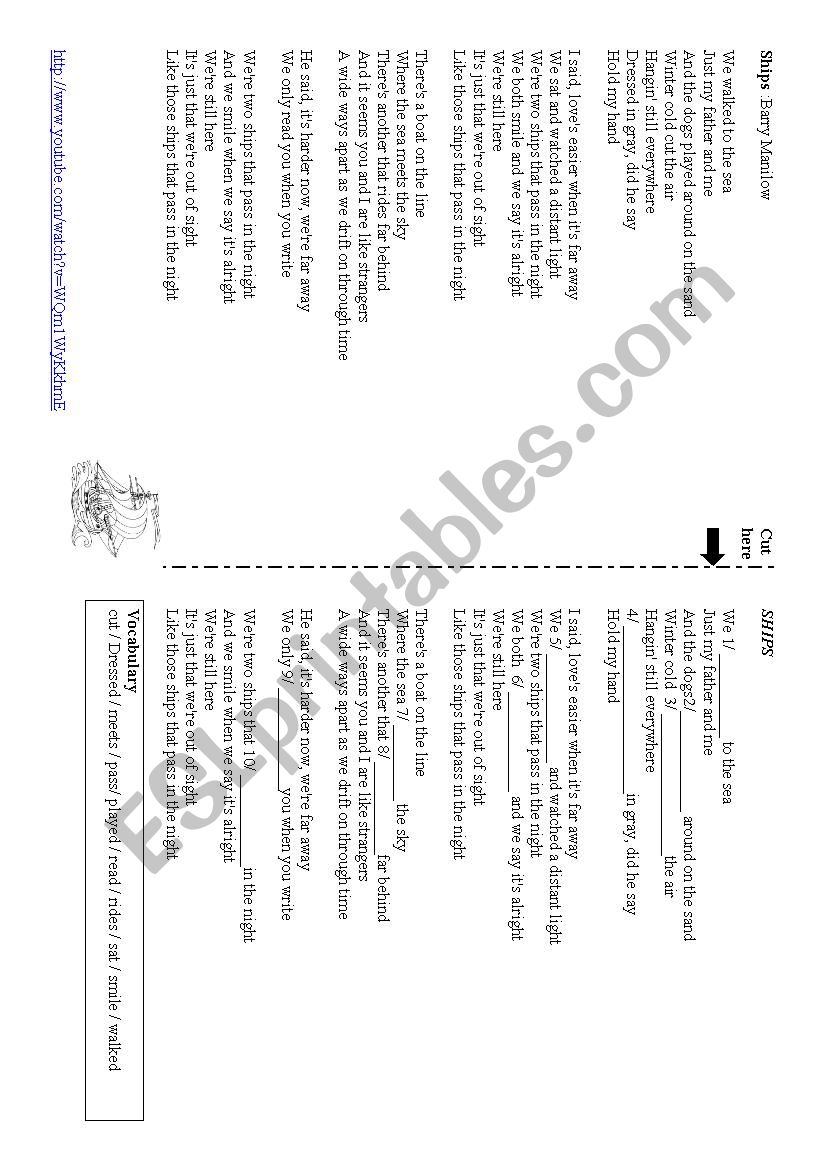 Ships by Barry Manilow worksheet