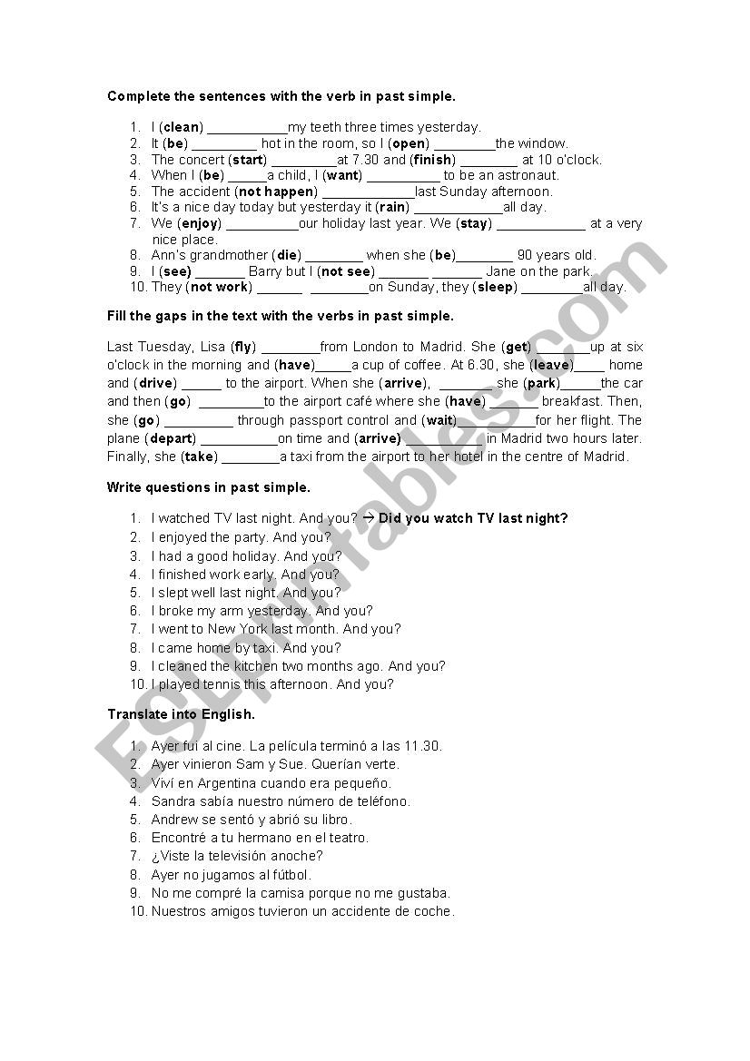 Past Simple III worksheet