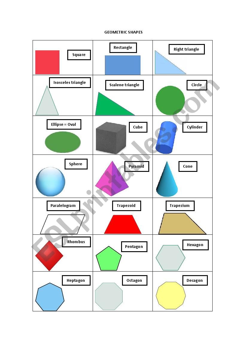 GEOMETRIC SHAPES worksheet