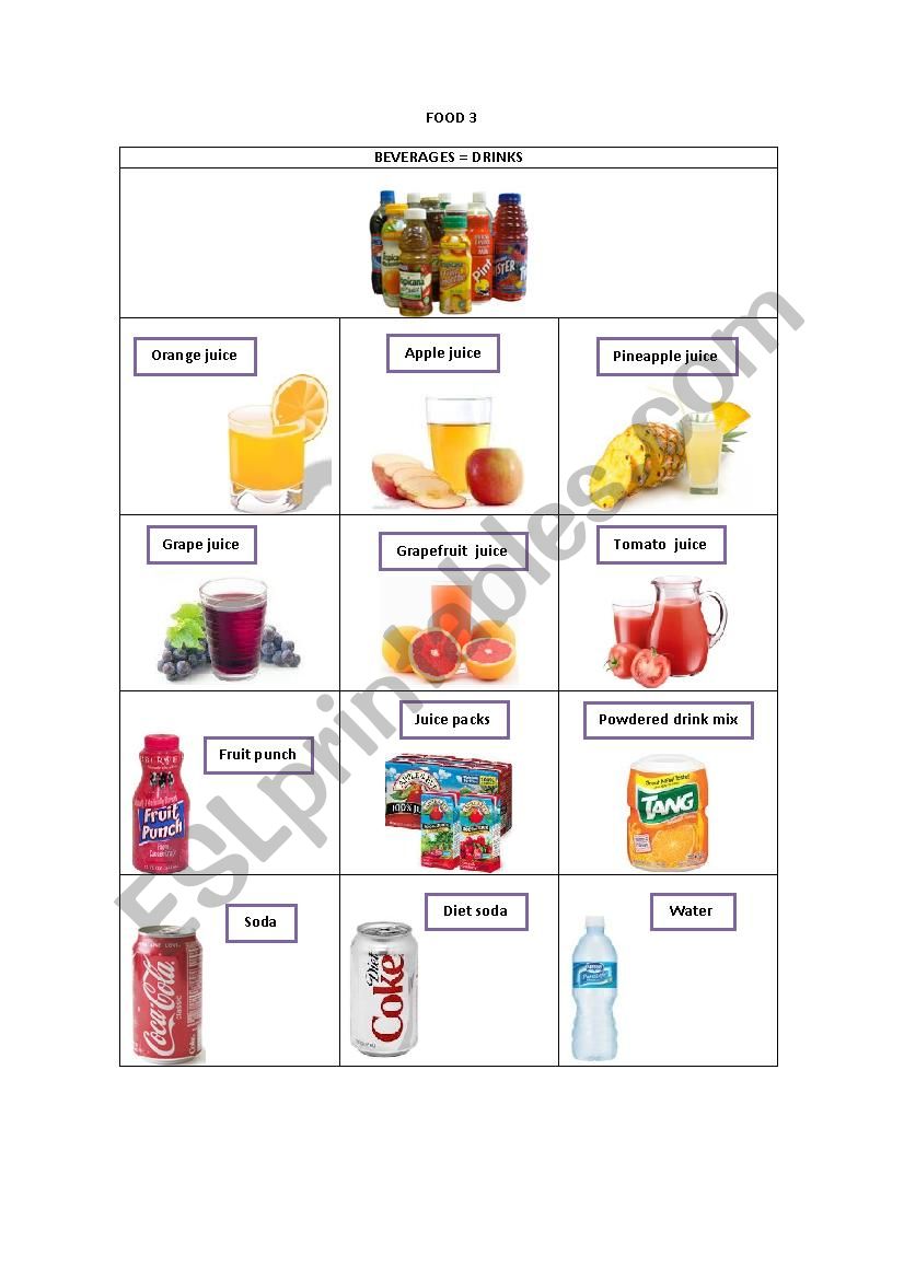 FOOD 3 worksheet