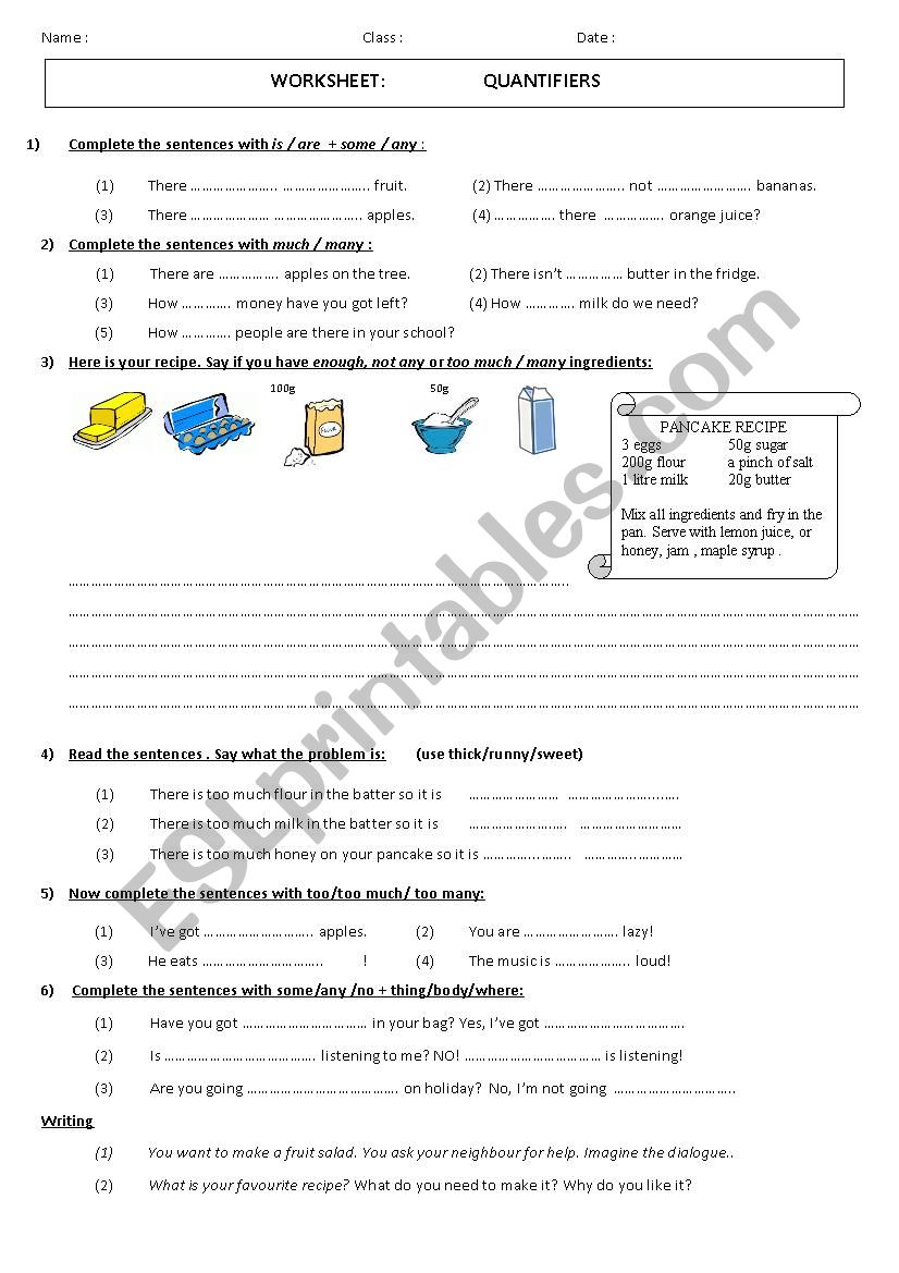 Quantifiers  worksheet