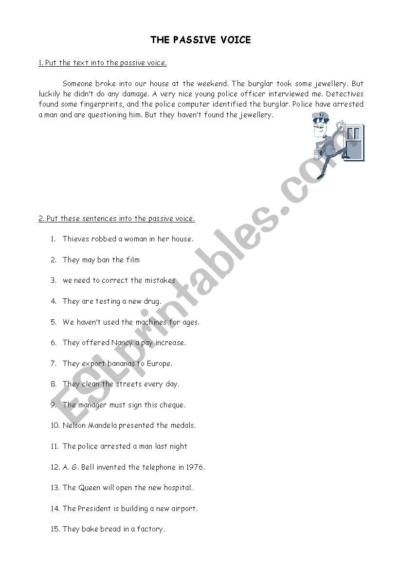 Passive voice exercises worksheet