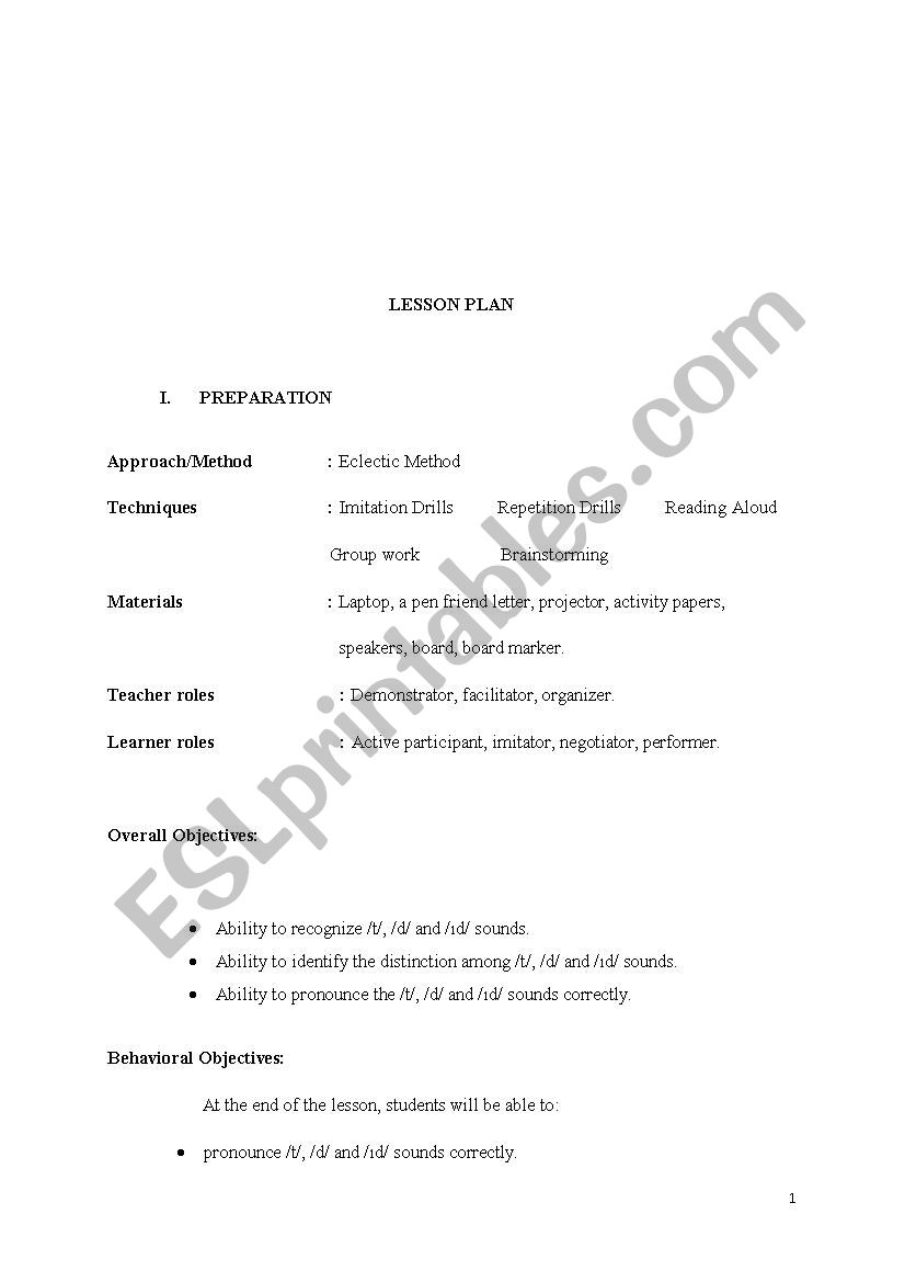 t, d, d sounds worksheet
