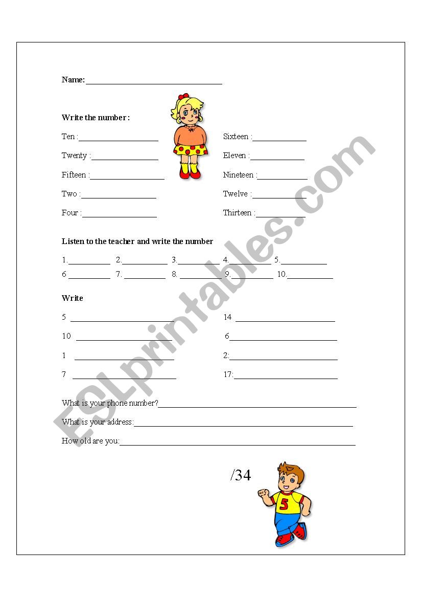 TEST worksheet