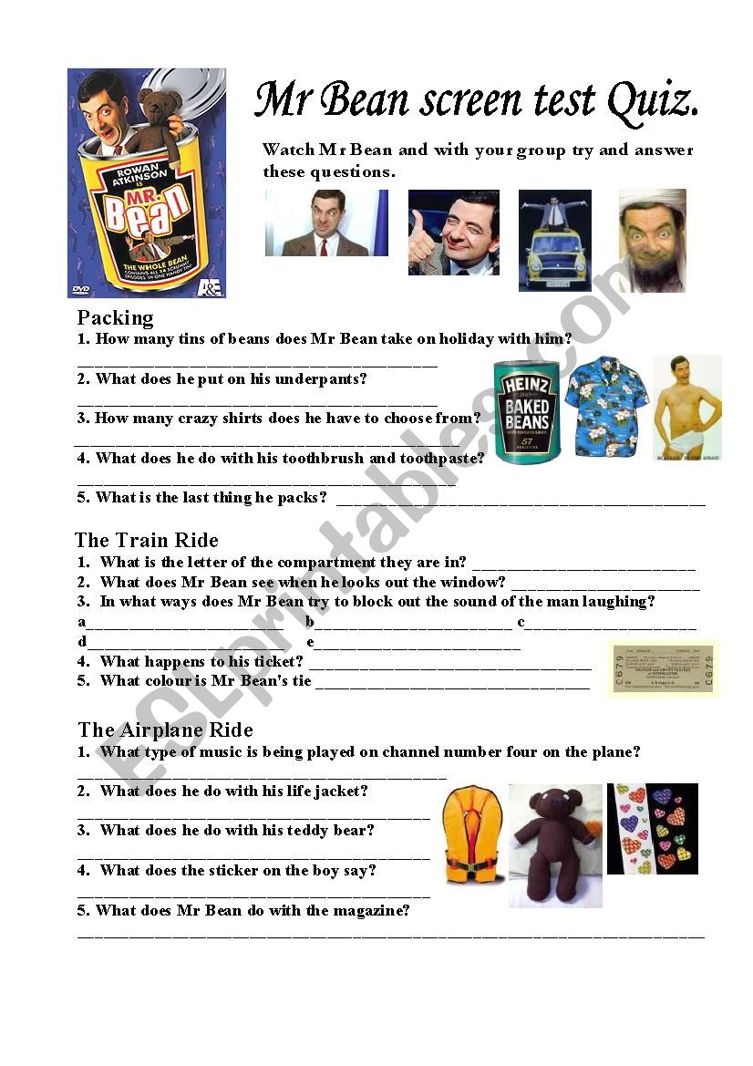 Mr Bean Rides Again Part 1 worksheet