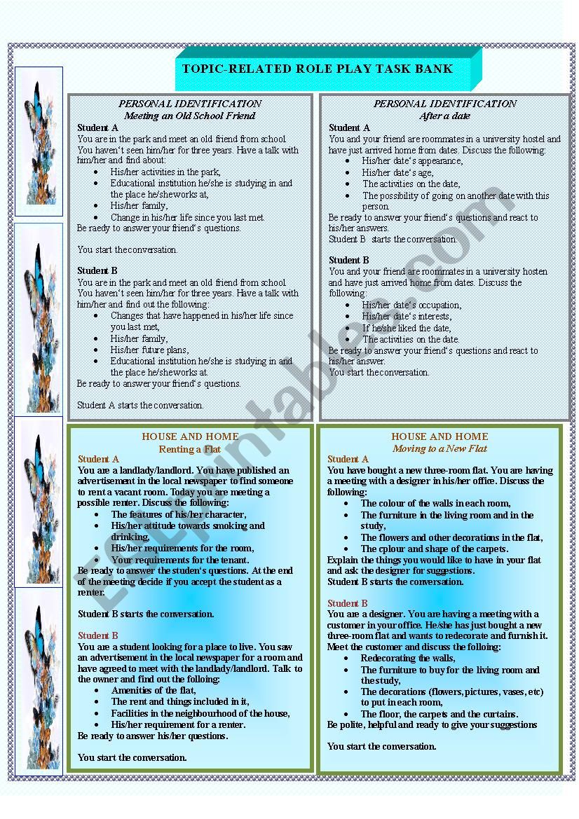 Topic related Role Play Task Bank