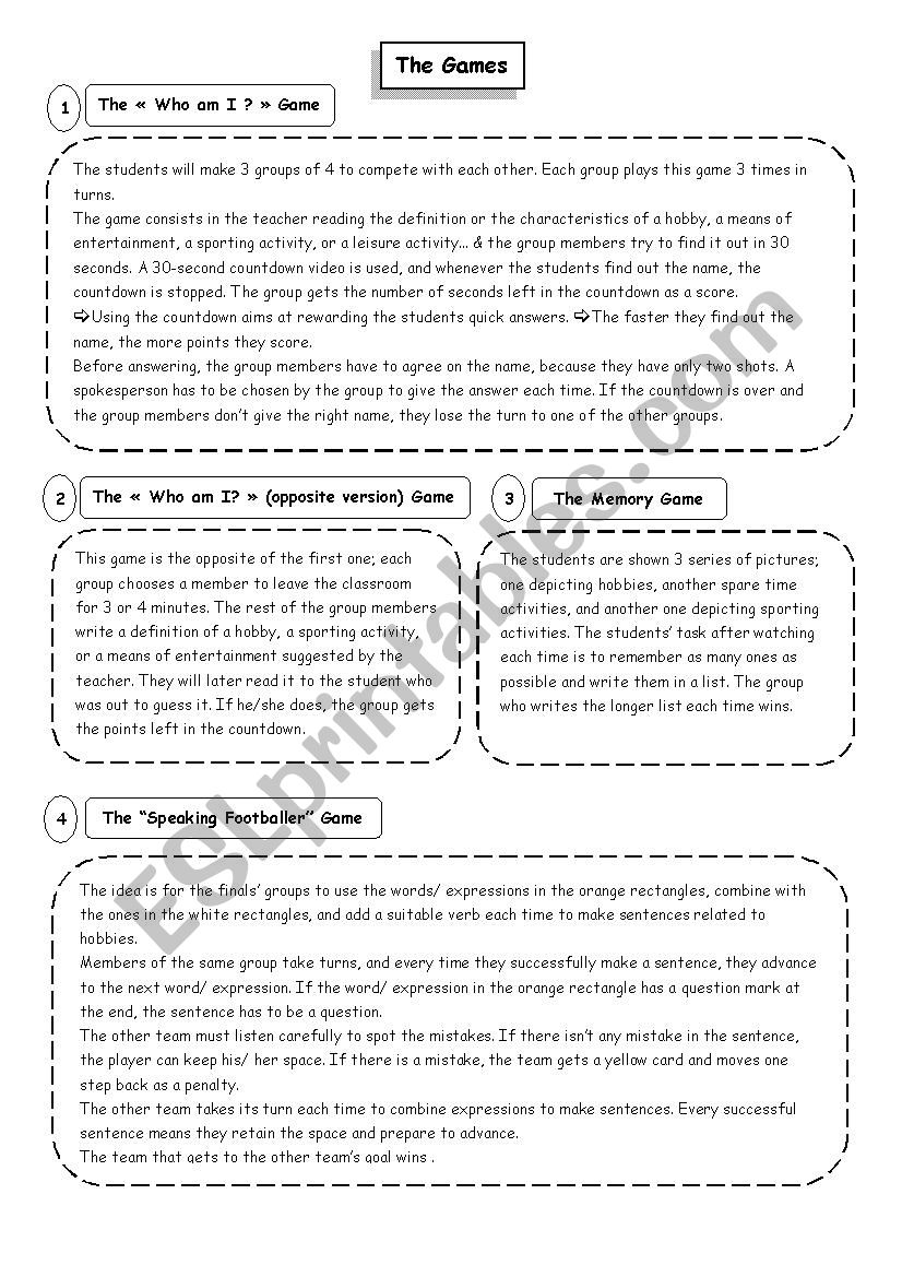 Demonstration lesson:Speaking & Writing through Games & Visuals   8th form (part 2: The Games Instructions)  Entertainment                        