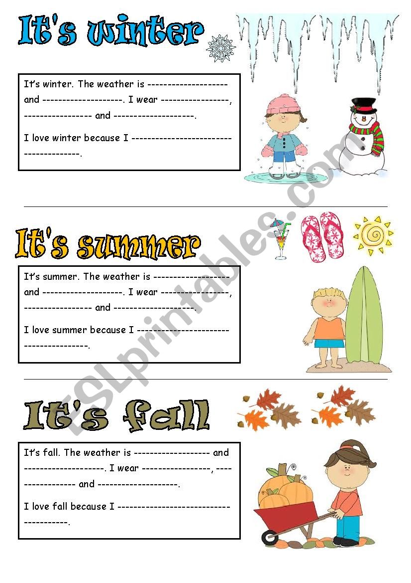 weather and 4 seasons  worksheet