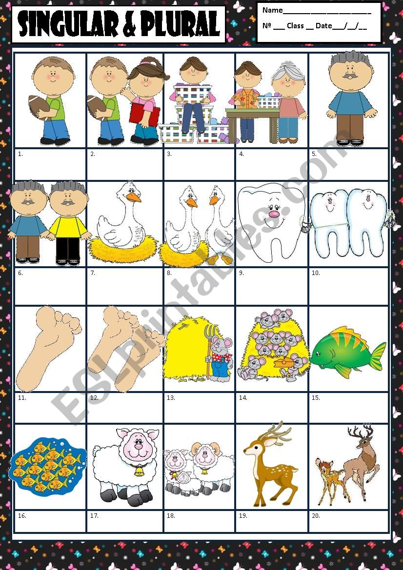 IRREGULAR PLURALS  worksheet