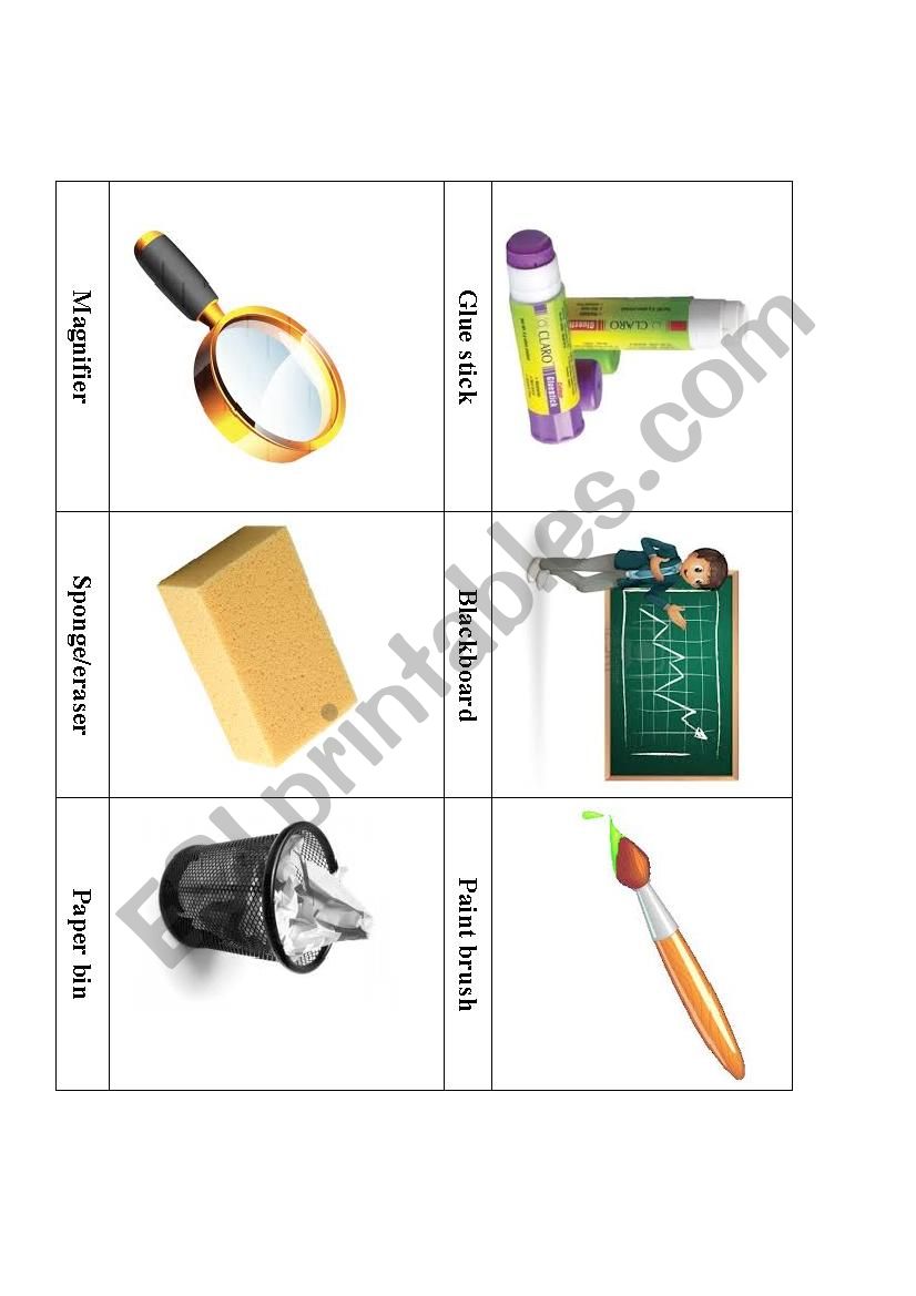 school objects worksheet