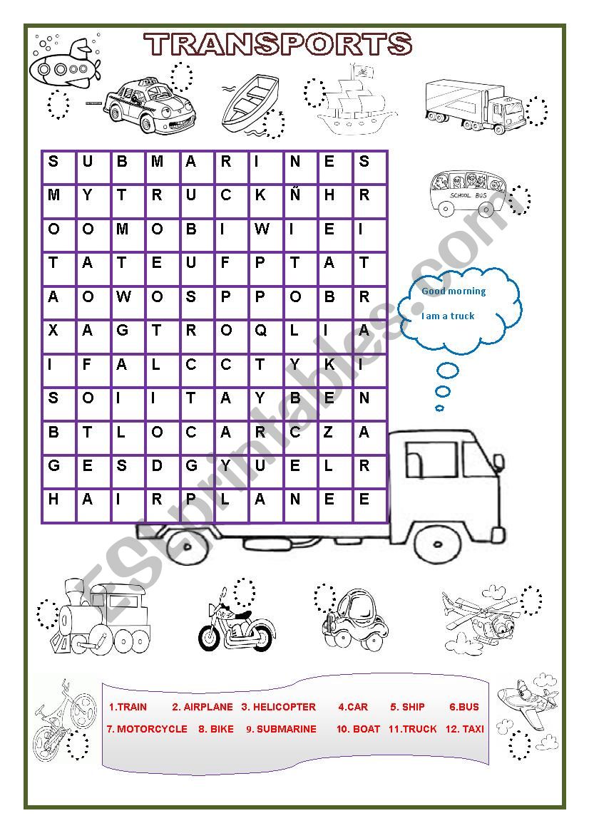 Transports worksheet