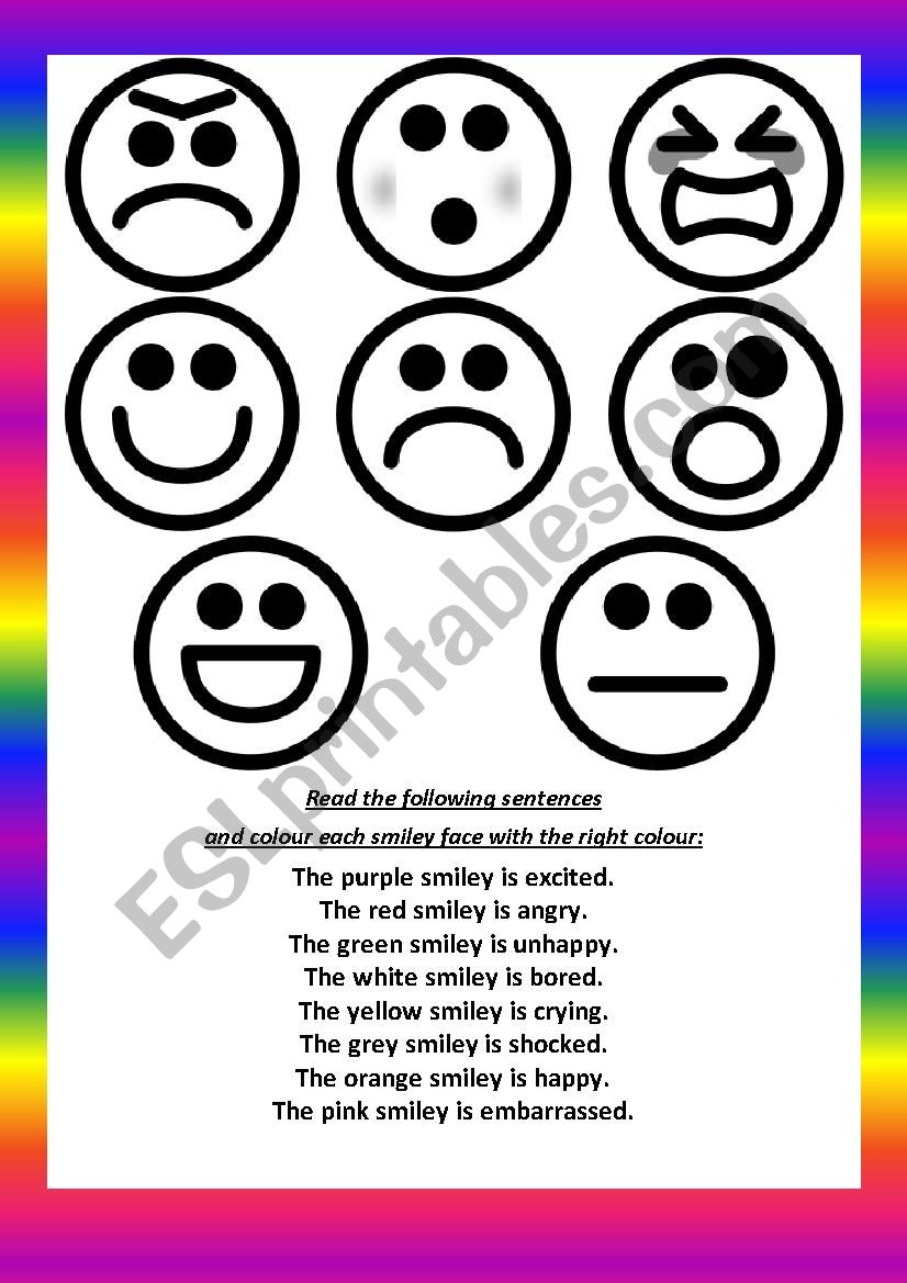 Emotions and colours worksheet