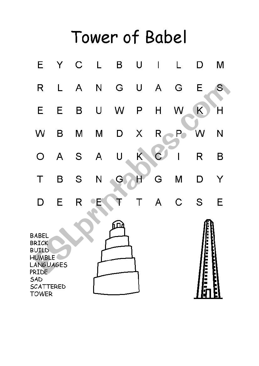 Babel Tower Crossword worksheet