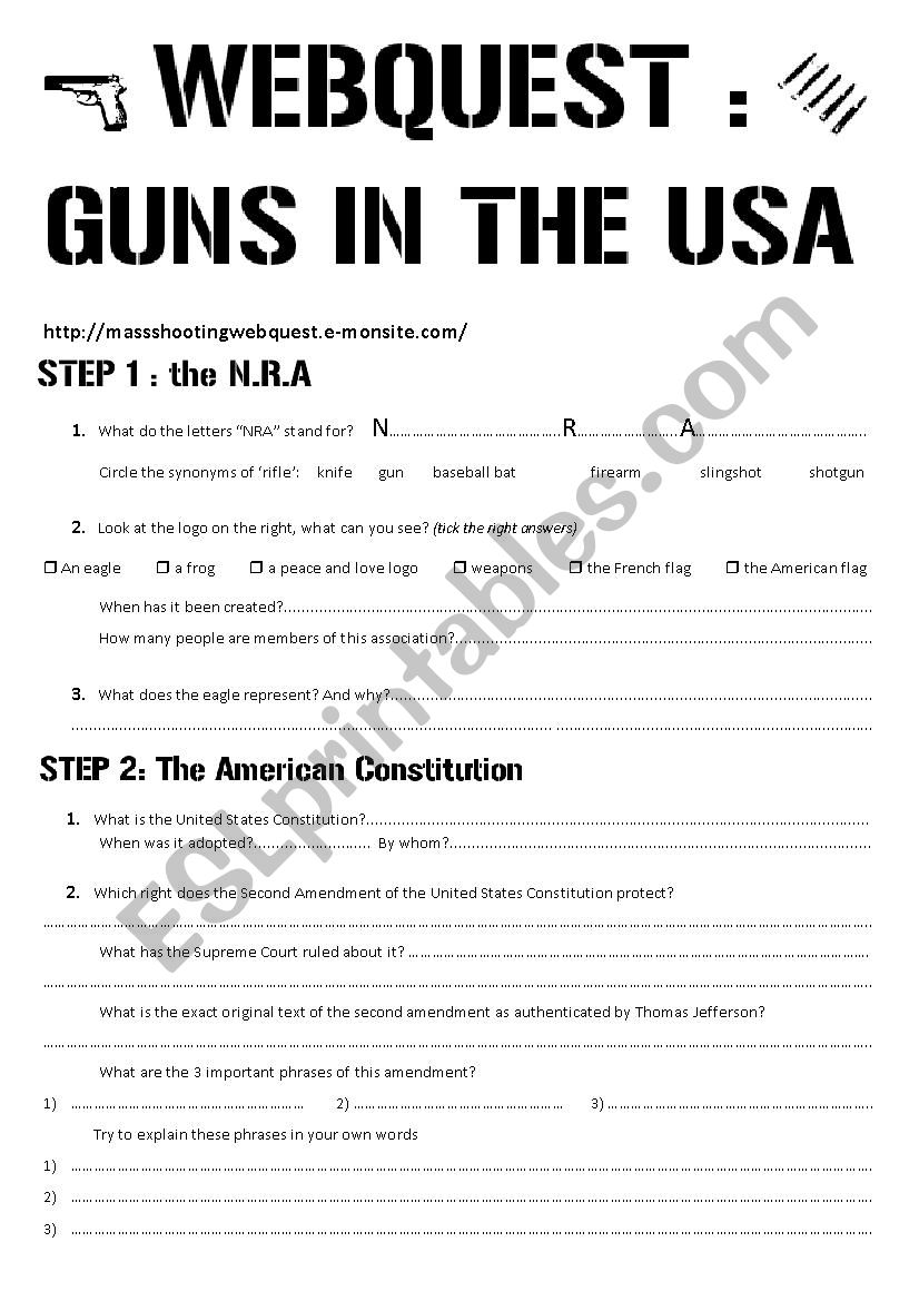 guns webquest worksheet worksheet