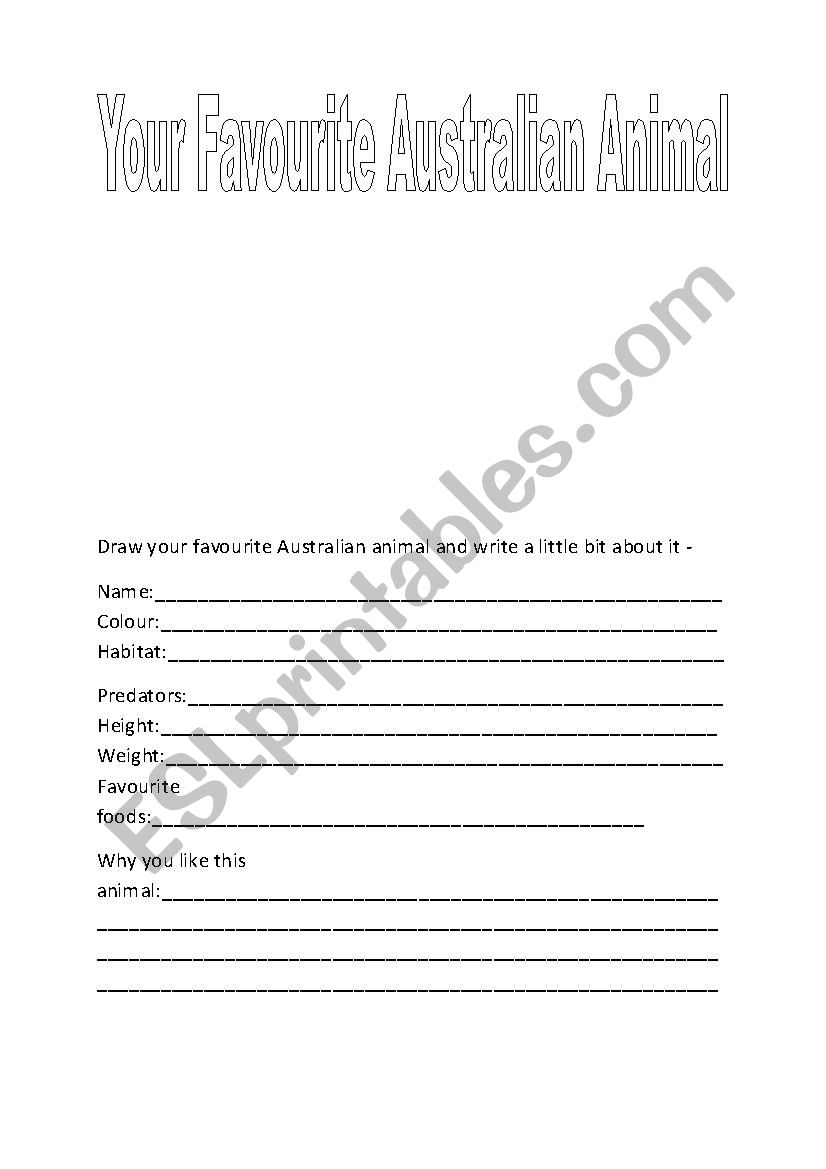 Write about your favourite Australian animal