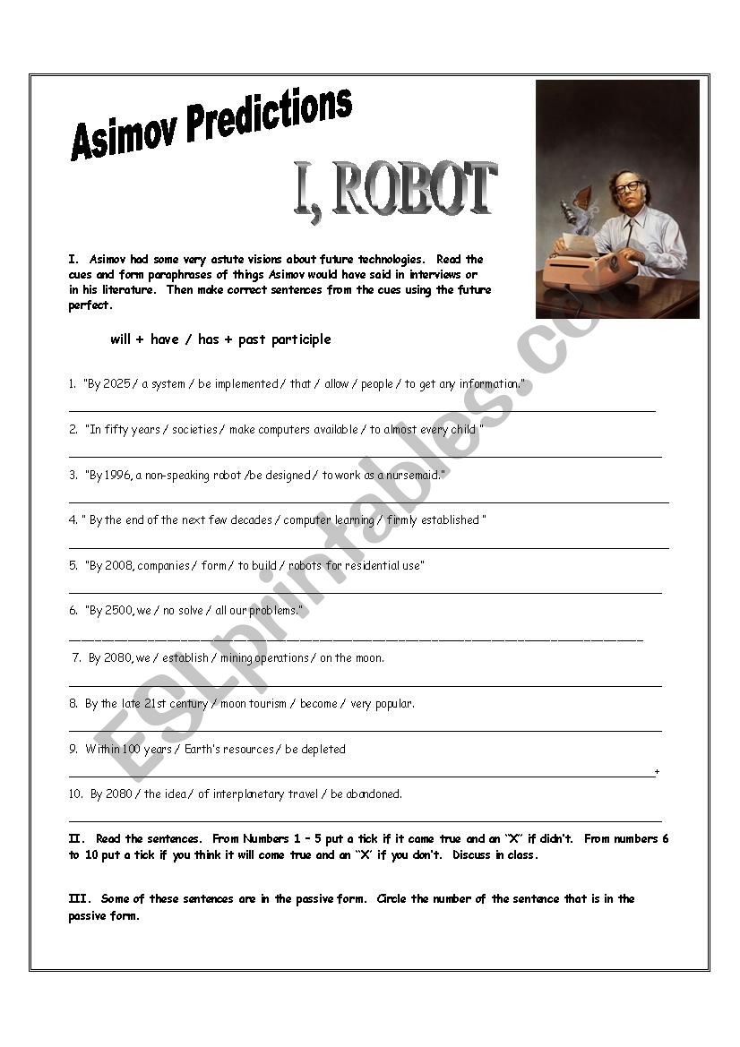 I Robot DVD Three Exercises worksheet