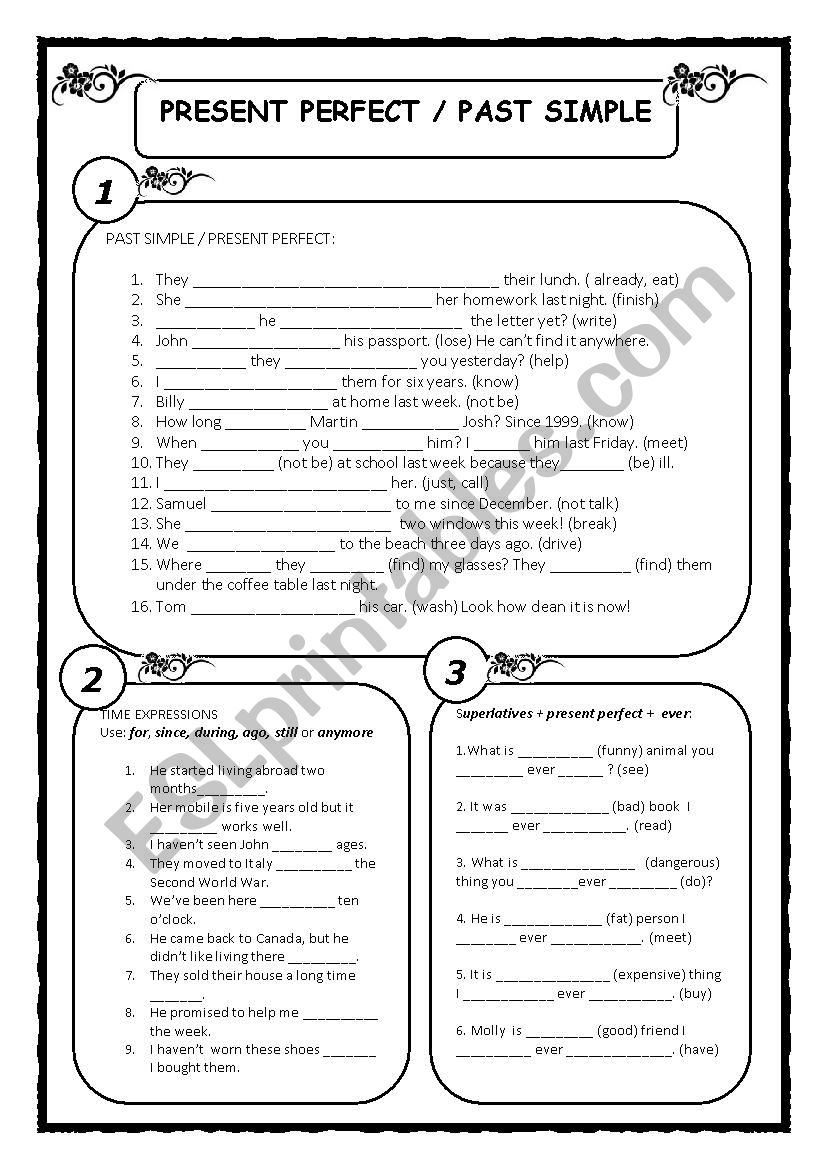 PRESENT PERFECT / PAST SIMPLE worksheet