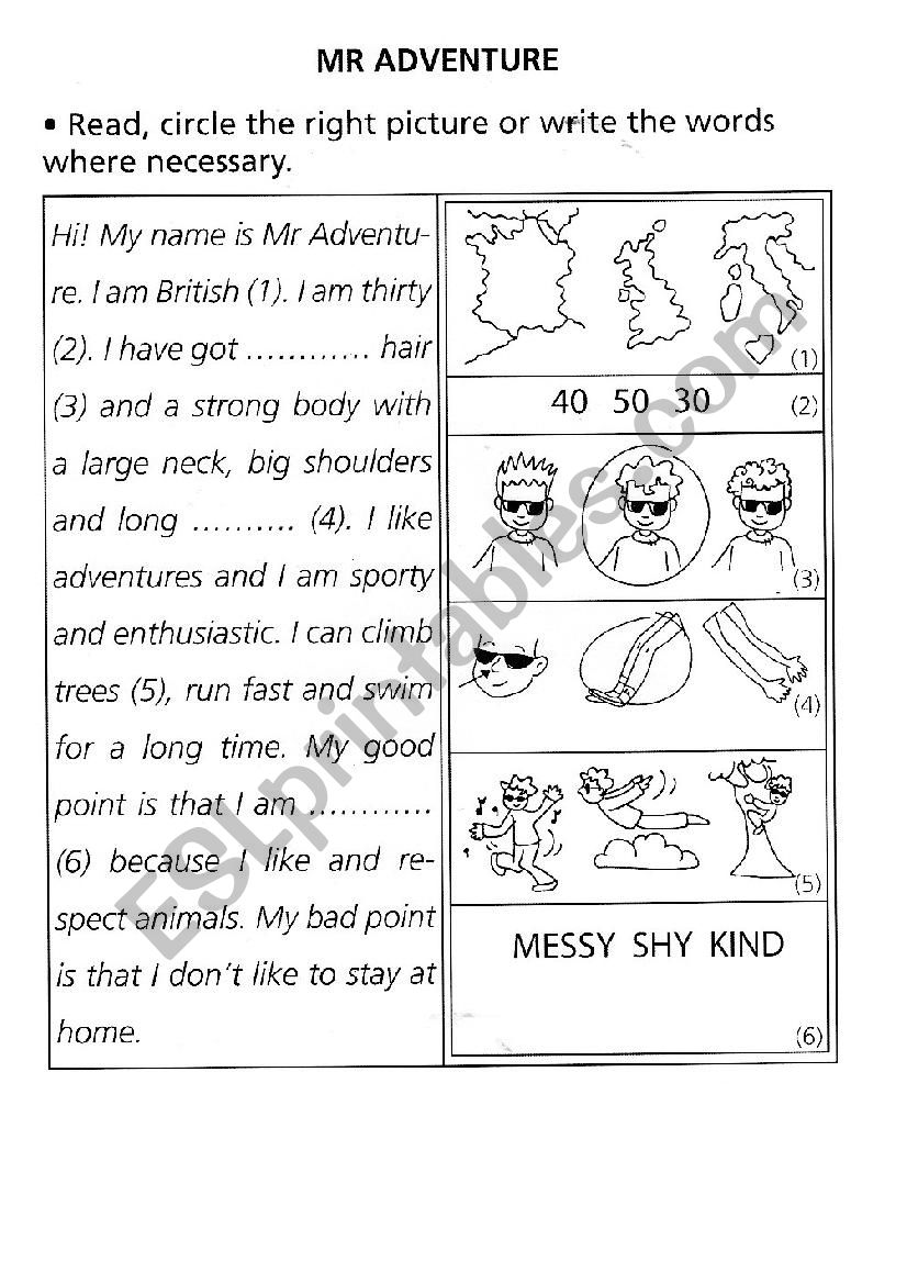 MR ADVENTURE worksheet