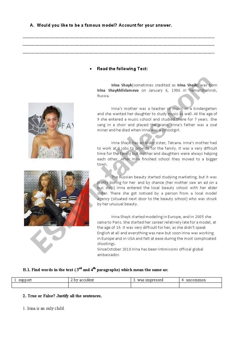 test about image/fashion worksheet