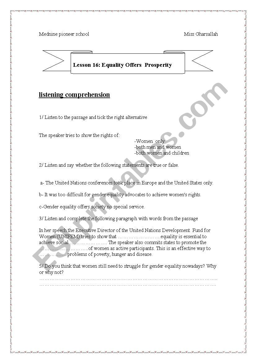 eauqlity offers prosperity worksheet