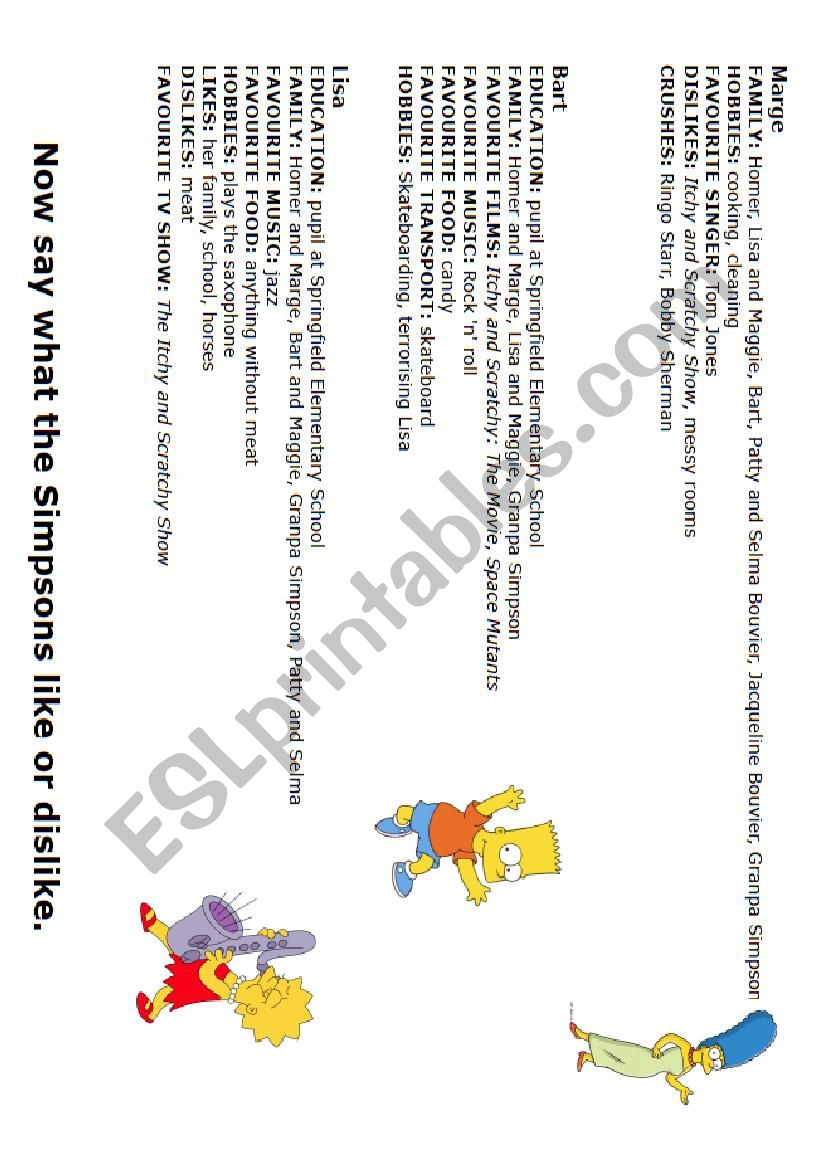 The Simpsons ID cards worksheet