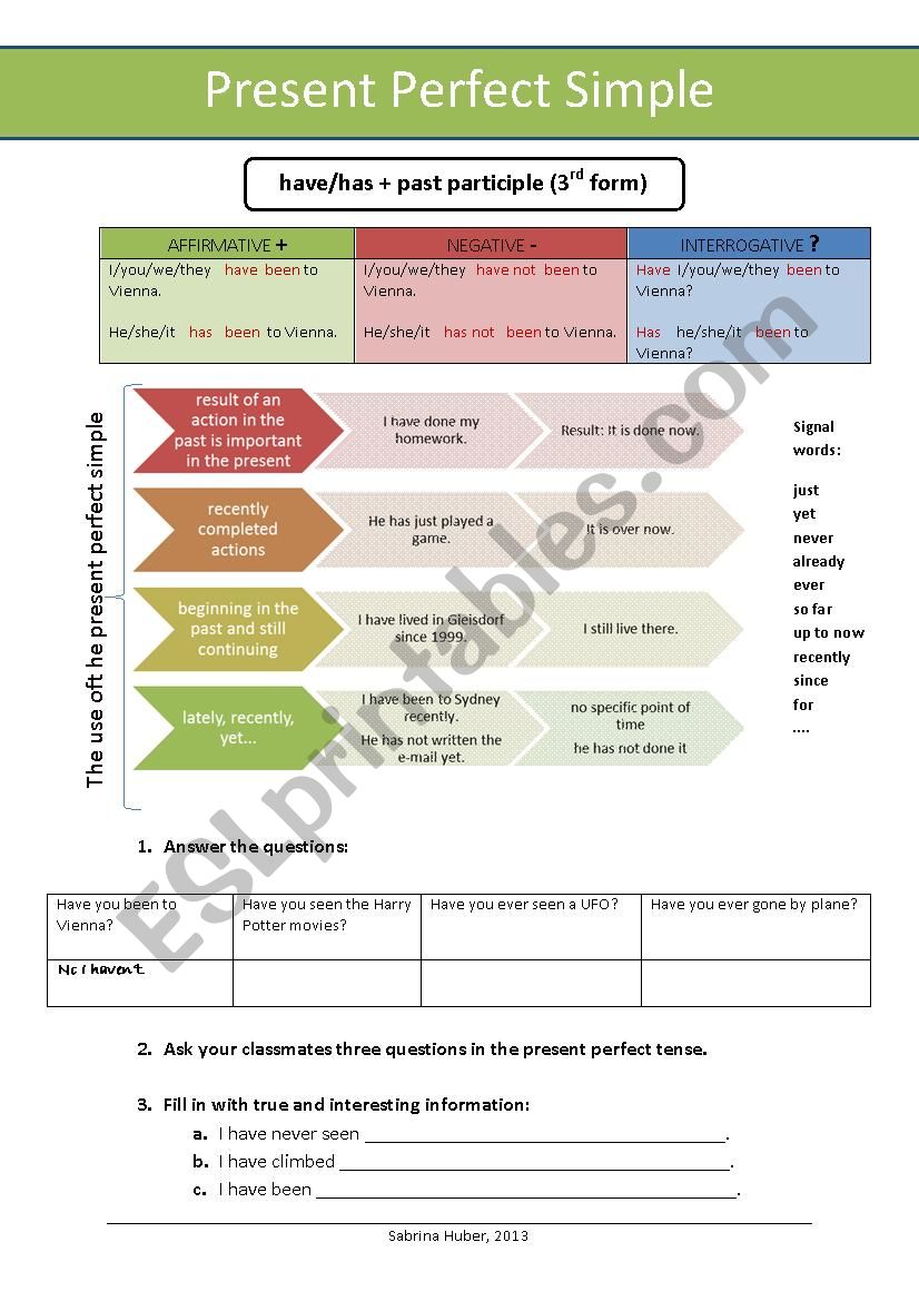 Present Perfect Simple (use/exercises/games)