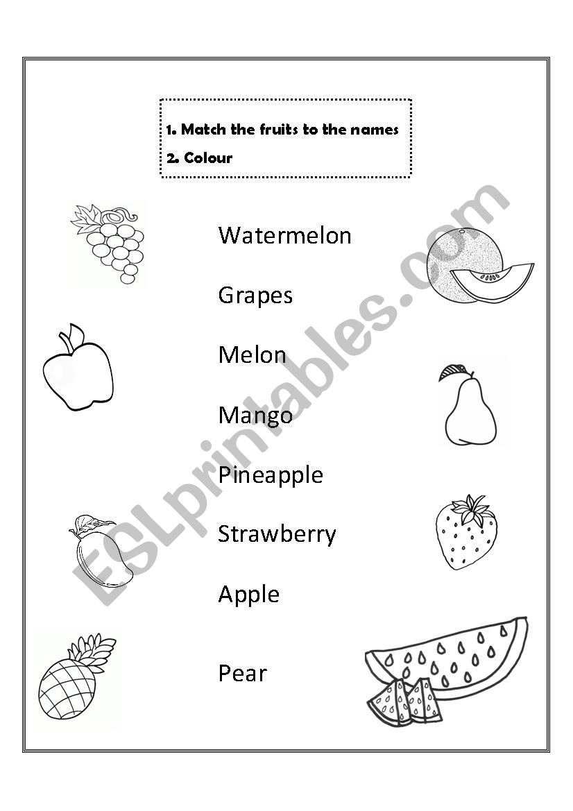 Fruits worksheet