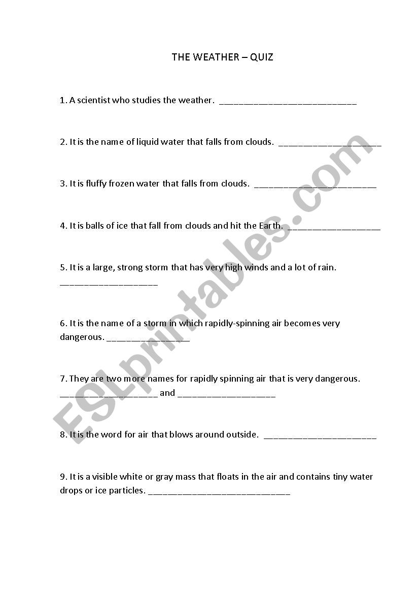 The weather quiz worksheet