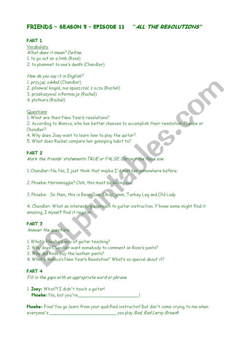 FRIENDS - New YearÂ´s Resolution