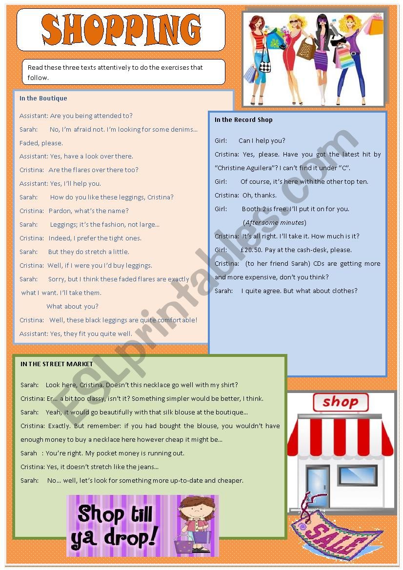 Shopping worksheet