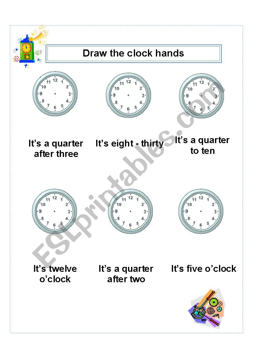 Draw the hands of the clock worksheet