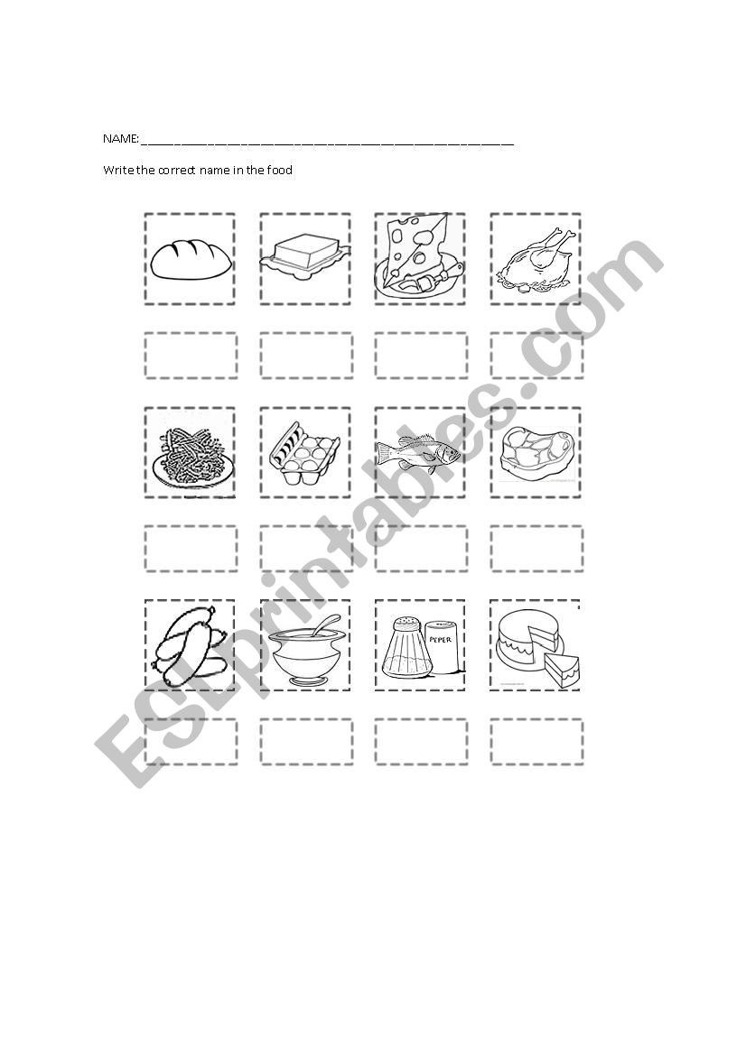 Food worksheet