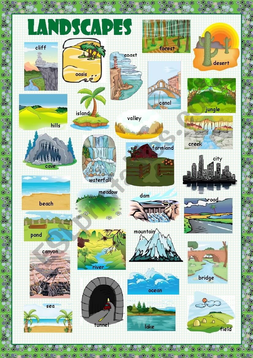 Landscapes Picture Dictionary worksheet