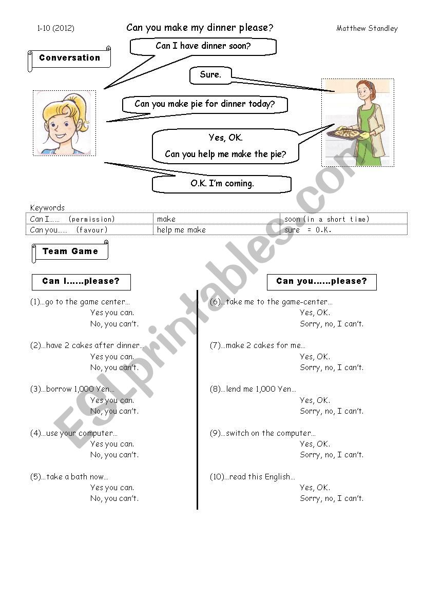 Can I / Can you (permission and requests) Conversation_and_game