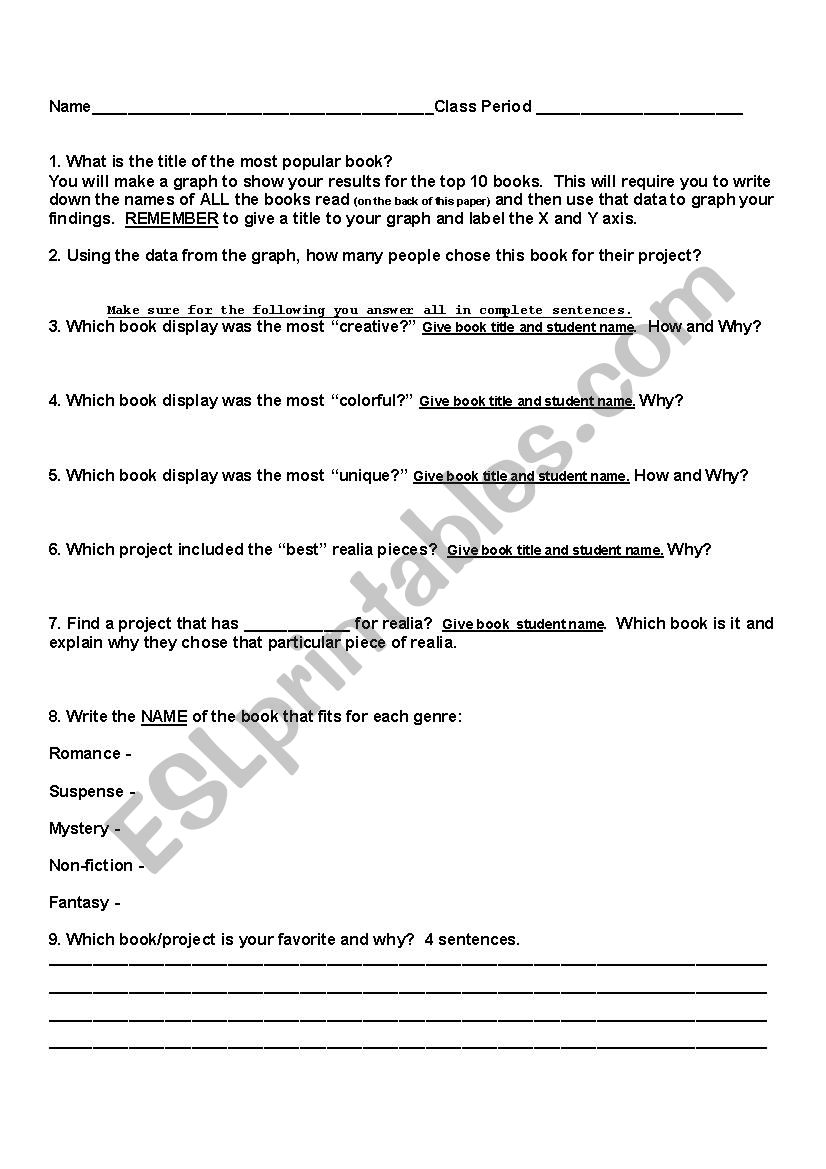 Accelerated Reader Book Display worksheet