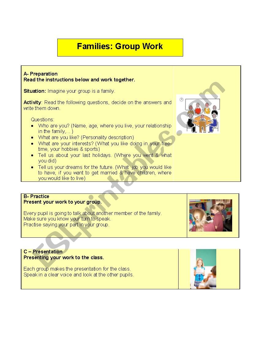 Family Game worksheet