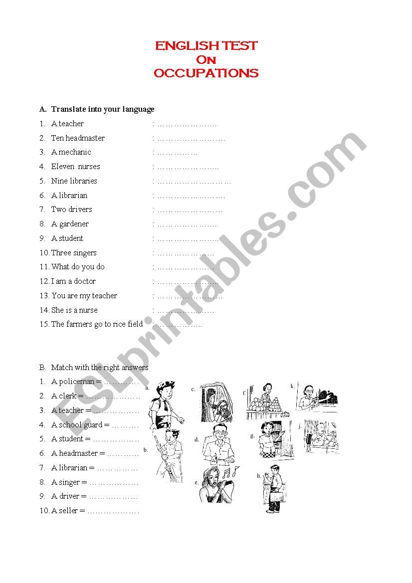 Jobs worksheet