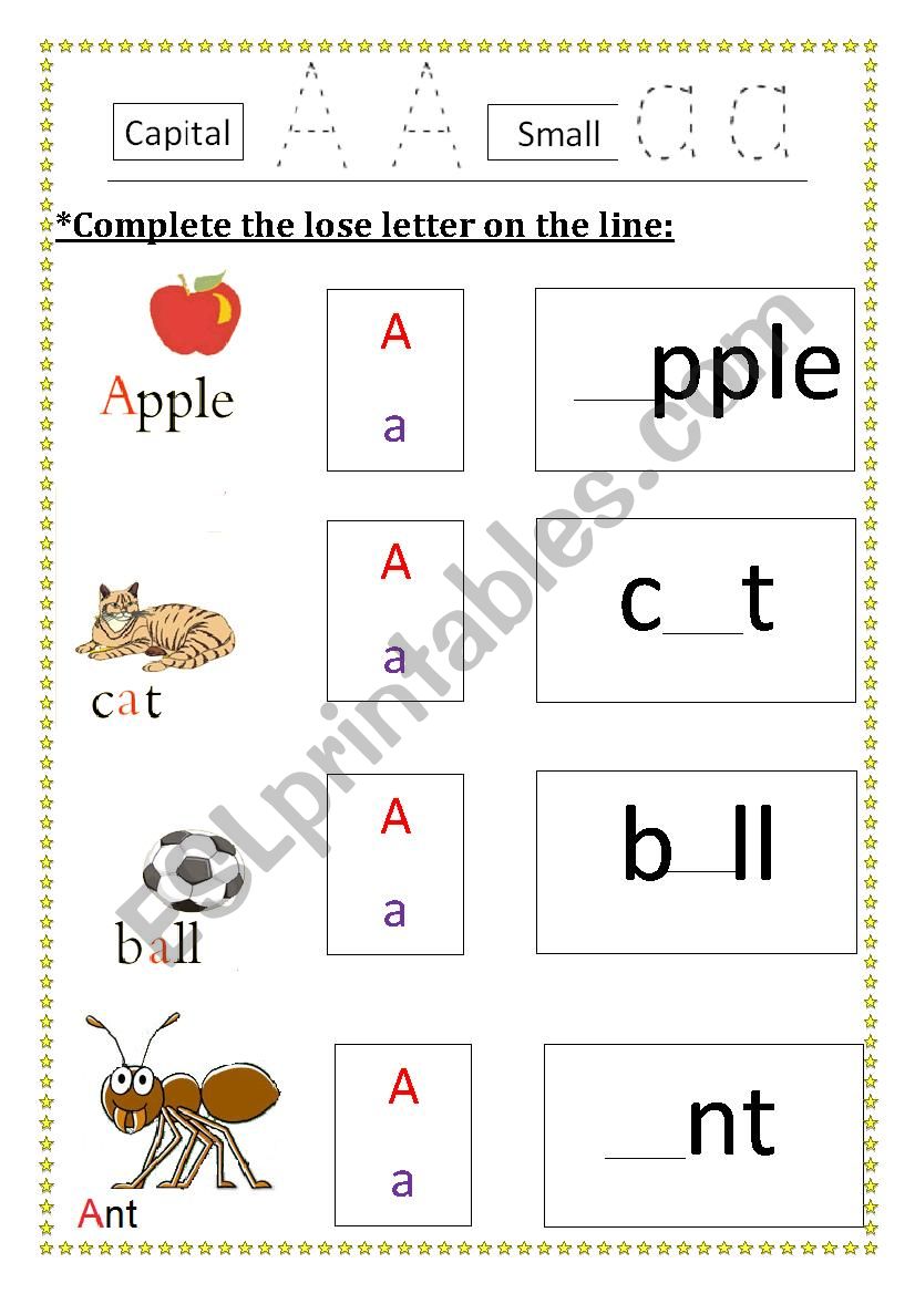 The letter A worksheet