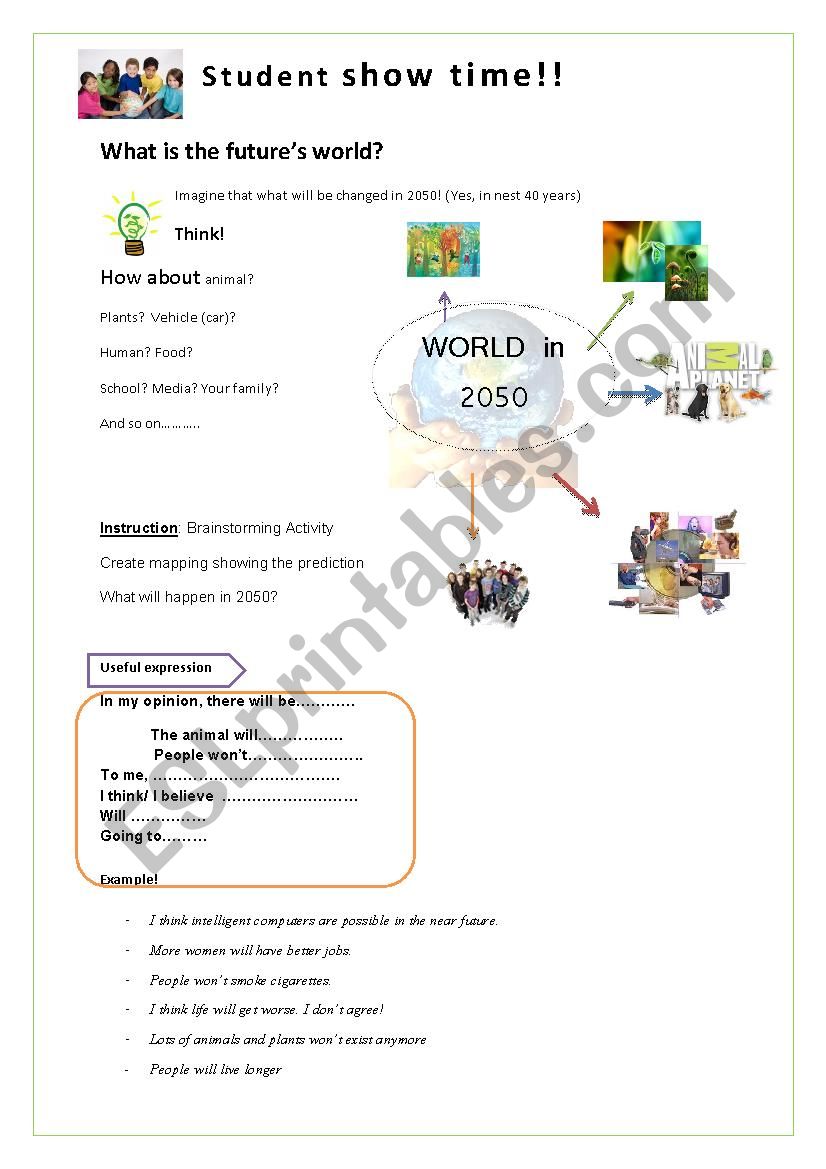Tomorrows world worksheet
