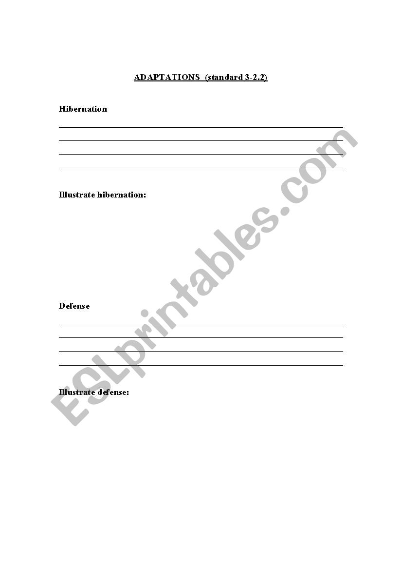 Adaptation Chart worksheet