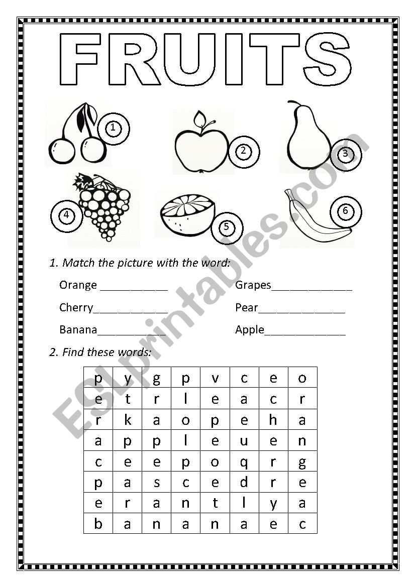 Fruits worksheet