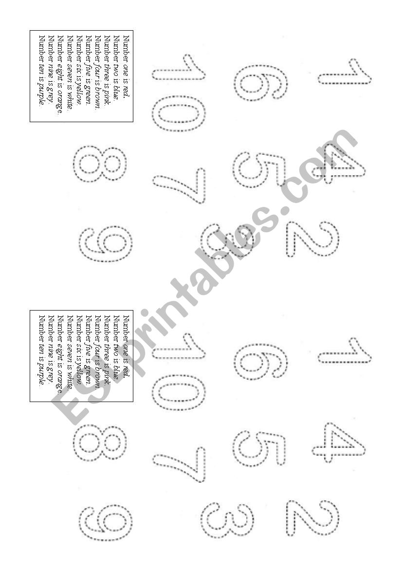 colours and numbers worksheet