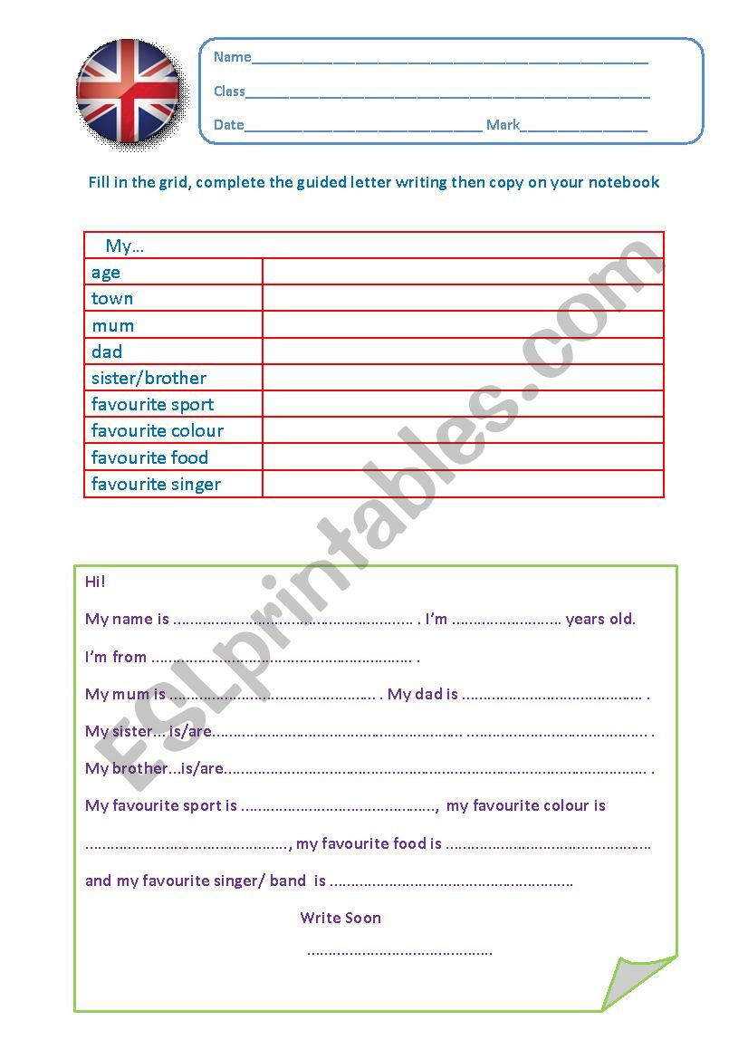 Introducing yourself worksheet