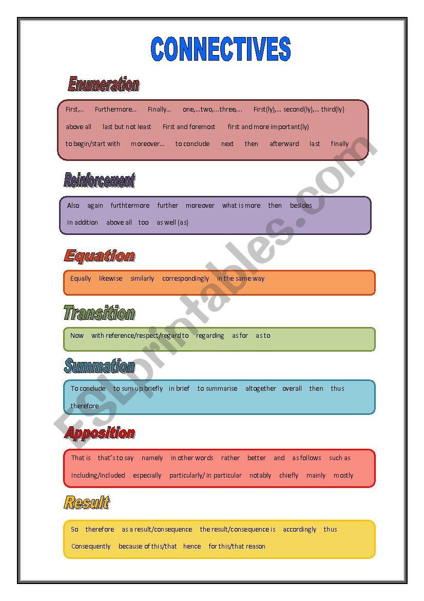 connectives worksheet