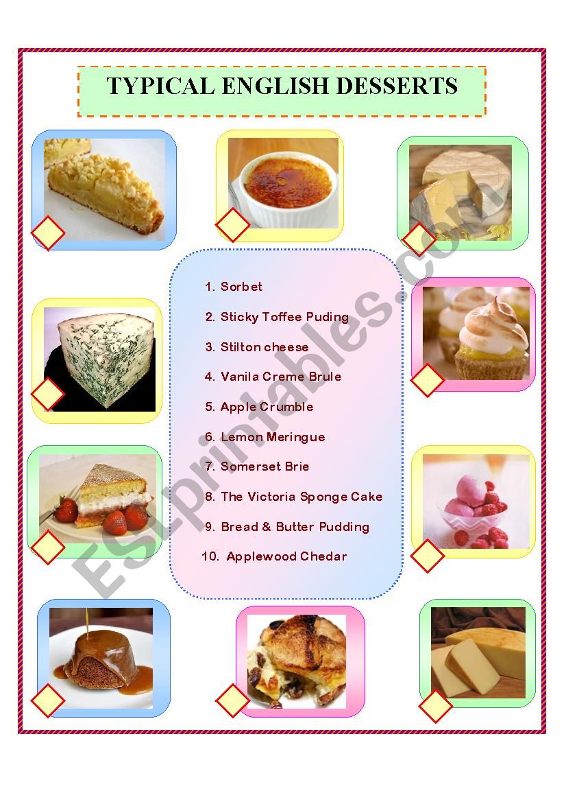 Typical English Desserts worksheet