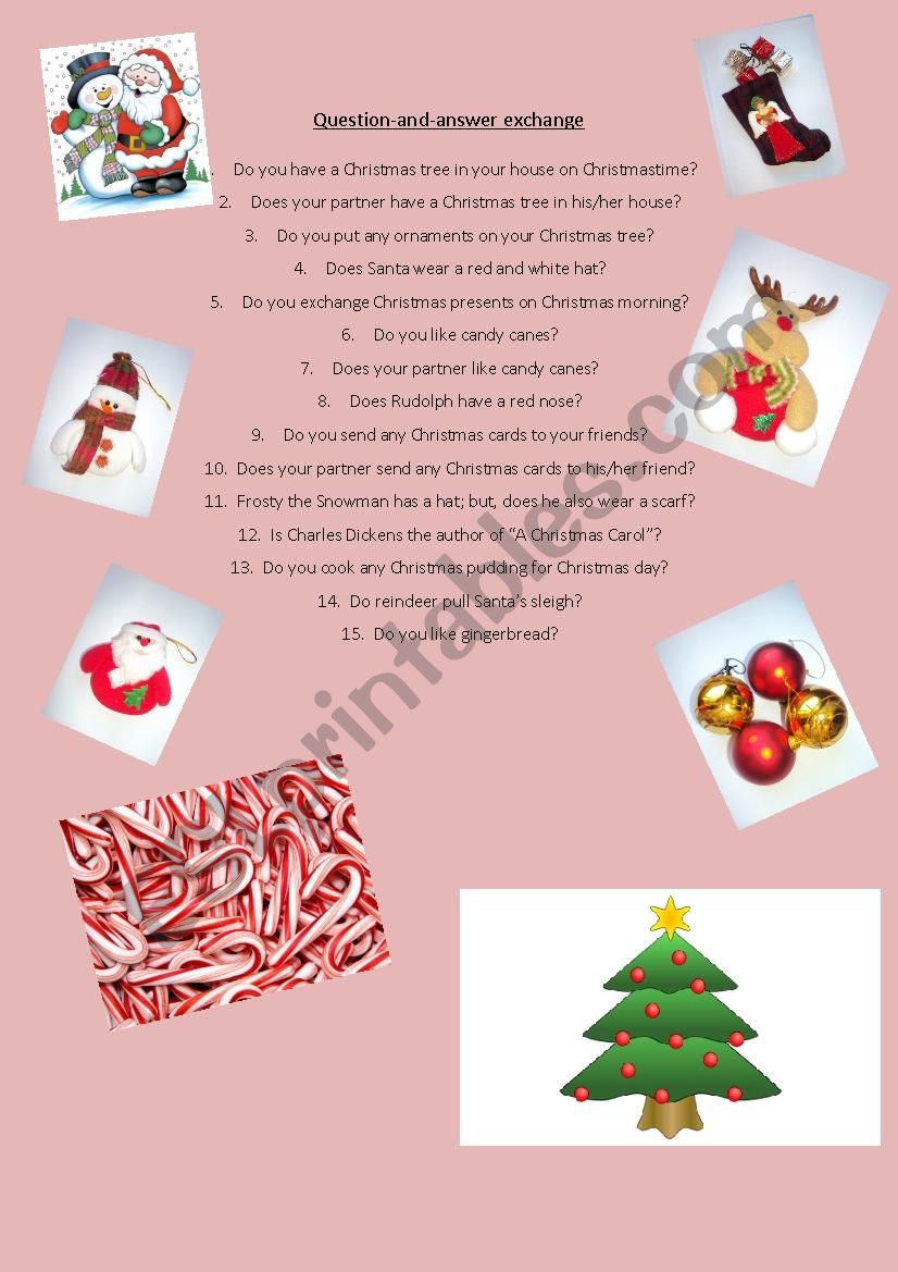 CHRISTMAS QUESTIONS AND ANSWERS EXCHANGE 1/2