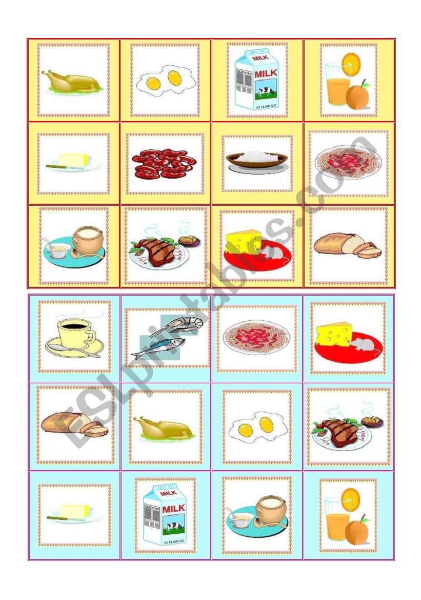 Everyday food - bingo cards part I 