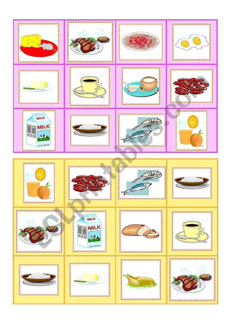 Everyday food - bingo cards part II